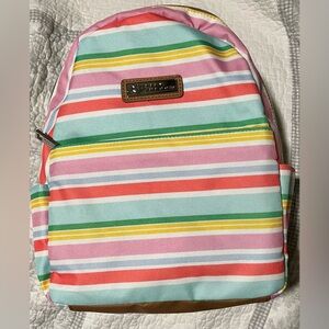 Lily Bloom Striped Pastel Backpack with Logo Plaque